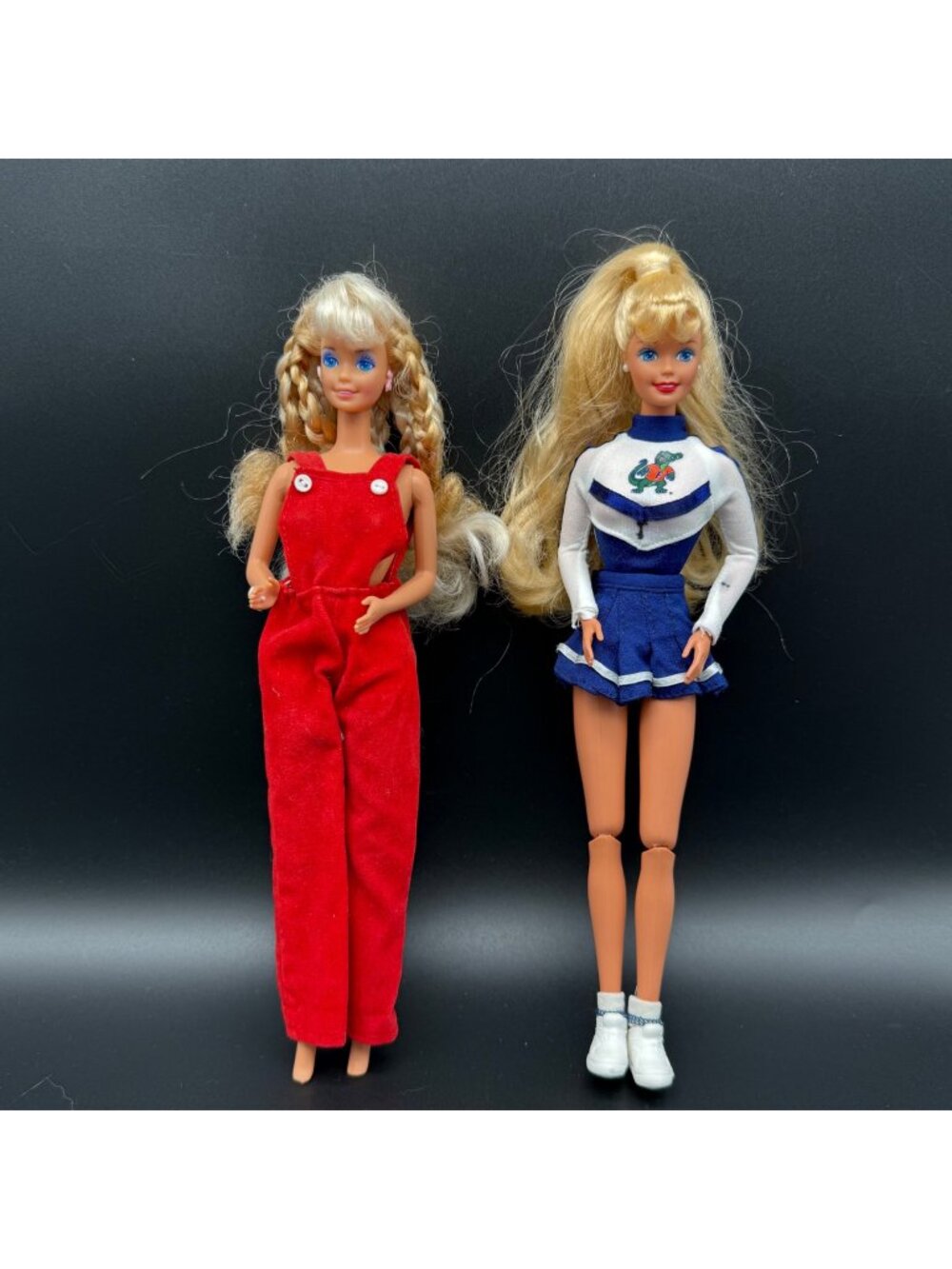 Lot of 2 Vintage Barbie Dolls Florida Gators Cheerleader Posable Pink Bow Mattel